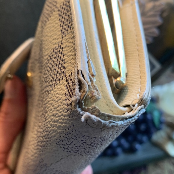 Rare🔥AUTHENTIC LOUIS VUITTON damier Azure checkers print snap kisslock wallet - Picture 13 of 16